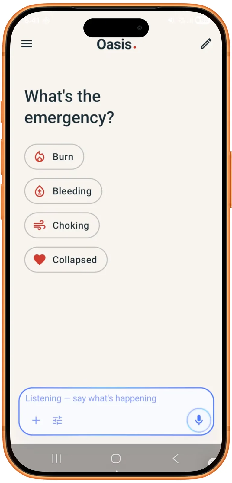 Oasis app screenshot 1